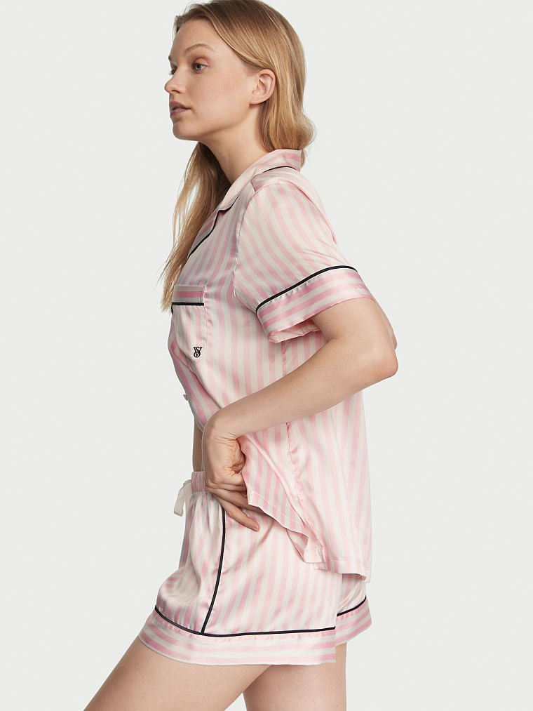 Пижама Victoria's Secret, шорты, рубашка, короткий рукав, размер M, розовый - фотография № 2