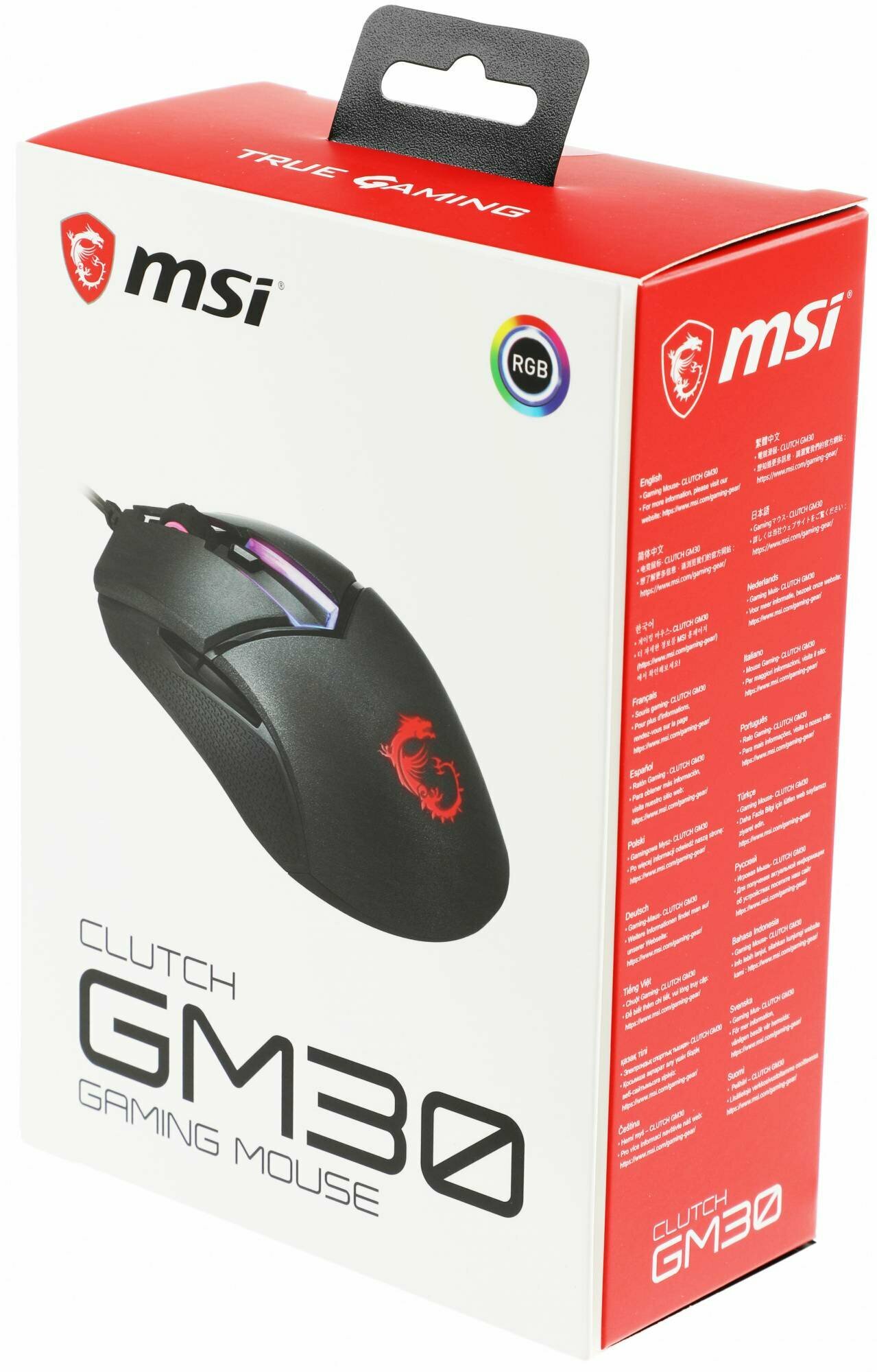 Мышь MSI Clutch GM30, игровая, оптическая, проводная, USB, черный [s12-0401690-d22] - фото №10