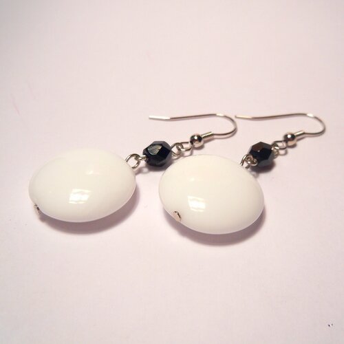 Серьги GulNara, жемчуг имитация, размер 55 мм, белый, черный
