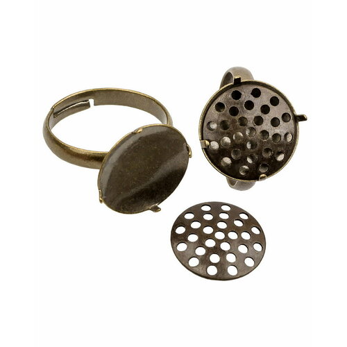 Основа для кольца 14 мм, размер регулируется, цвет: старинная бронза, 1шт.