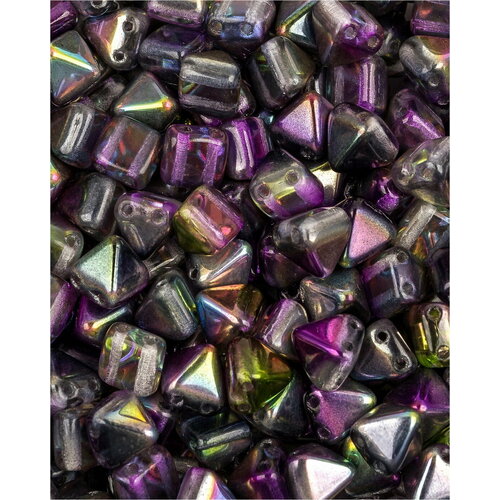 Стеклянные чешские бусины с двумя отверстиями, Pyramid beads 2-hole, 6 мм, цвет Crystal Magic Purple, 20 шт. серьги aqua purple beads 1 шт