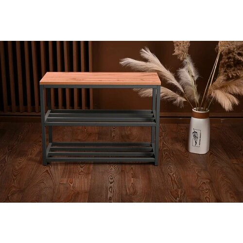 Этажерка лофт для обуви, Обувница, ЛДСП, 68х30х50,5 см Серый/ДубВотан