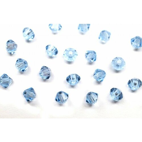 Бусины биконусы хрустальные 3мм, цвет AQUAMARINE, 745-001, 20шт