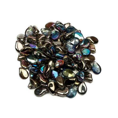 Стеклянные чешские бусины, Pip Beads, 5х7 мм, цвет Crystal Graphite Rainbow, 100 шт.