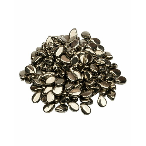 Стеклянные чешские бусины, Pip Beads, 5х7 мм, цвет Jet Argentic Full, 150 шт.