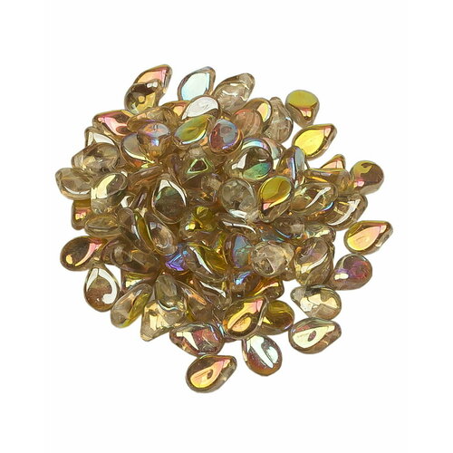 Стеклянные чешские бусины, Pip Beads, 5х7 мм, цвет Crystal Lemon Rainbow, 100 шт.