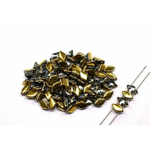 Бусины GemDuo 8х5мм, отверстие 0,8мм, цвет 30010/26442 Backlit Golden Ice, 709-114, 10г около 64шт)