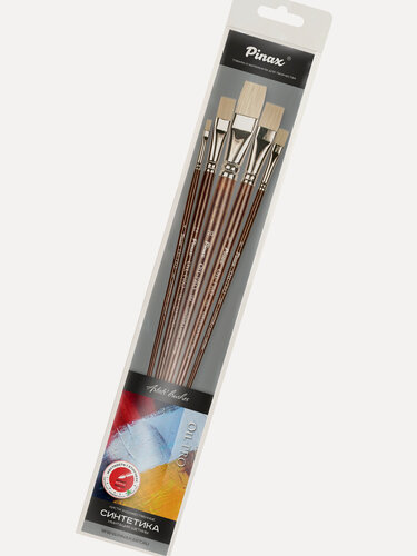 Изображение товара Набор кистей Pinax "Oil-pro" синтетика имитация щетины 5 шт, плоские