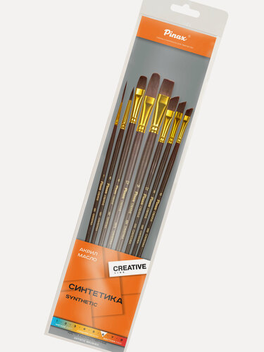 Изображение товара Набор кистей Pinax "Creative line" синтетика бордо 8 шт, ассорти