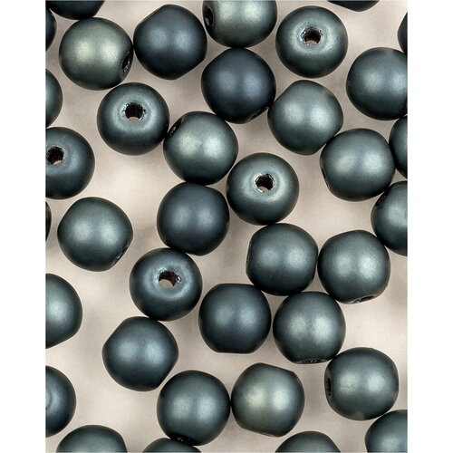 Стеклянные чешские бусины, круглые, Round Beads, 4 мм, цвет Jet Celsian Full Matted, 150 шт.