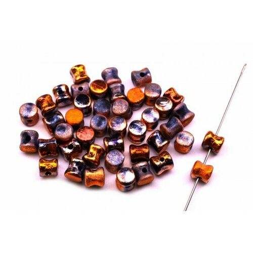 Бусины Pellet beads 6х4мм, отверстие 0,5мм, цвет 23980/27183 Sunset непрозрачный, Etched, 732-006, 10г (около 60шт) бусины pellet beads 6х4мм отверстие 0 5мм цвет 00030 27180 античное золото etched capri 732 034 10г около 60шт