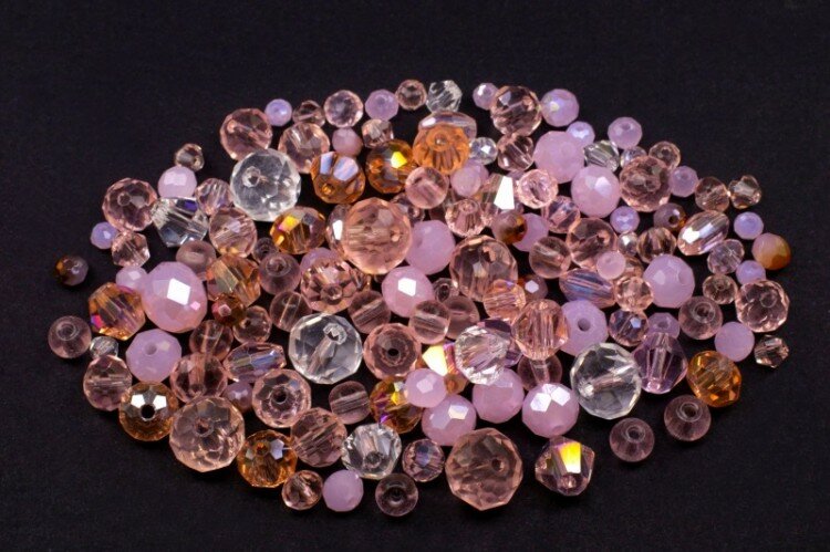 Микс бусин 2/3/4/6/8мм, оттенок розовый, 548-001, 10г