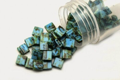 Изображение товара Бисер японский MIYUKI TILA #4514 зеленая морская пена, непрозрачный матовый пикассо, 5 грамм