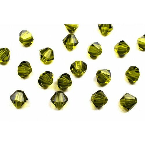 Бусины биконусы хрустальные 4мм, цвет OLIVINE, 746-079, 20шт