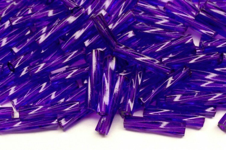 Бисер японский Miyuki Twisted Bugle 2,7х12мм #1721 пурпурный, прозрачный, 10 грамм