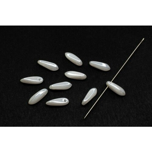Бусины Dagger beads 11х3мм, отверстие 0,8мм, цвет 02010/21402 белый, 736-003, 10шт