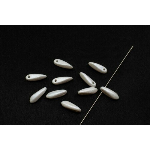 Бусины Dagger beads 11х3мм, отверстие 0,8мм, цвет 02010/24001 белый, 736-004, 10шт