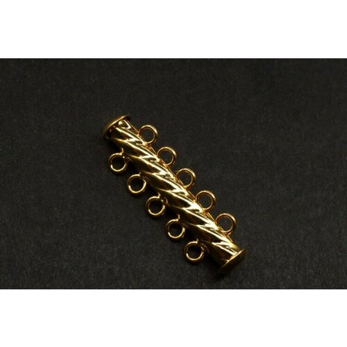 Замок-слайдер на 5 нитей 32х11мм, отверстие 2мм, цвет золото, сплав металлов, 08-043, 1шт