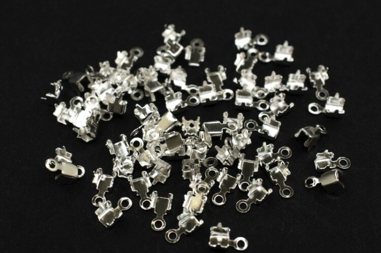 Концевик для стразовой цепи 30х60мм внутренний размер 25мм цвет серебро латунь 04-103 2шт