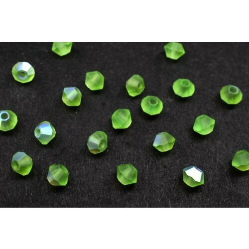 Бусины биконусы хрустальные 3мм, цвет PERIDOT AB MATT, 745-051, 20шт бусины биконусы хрустальные 3мм цвет black diamond ab matt 745 063 20шт