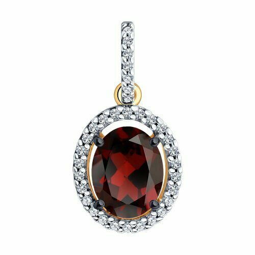 Подвеска Diamant online, серебро, 925 проба, золочение, гранат, фианит