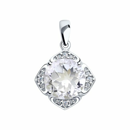 Подвеска Diamant online, серебро, 925 проба, фианит, горный хрусталь