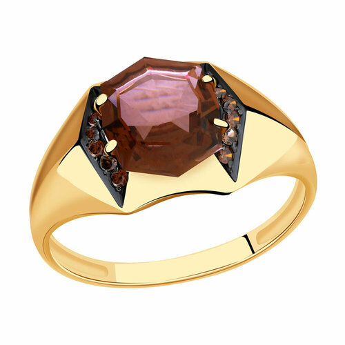 фото Кольцо александра, золото, 585 проба, фианит, родолит, размер 18.5