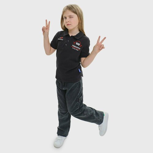 фото Поло роскосмос, размер 158, черный