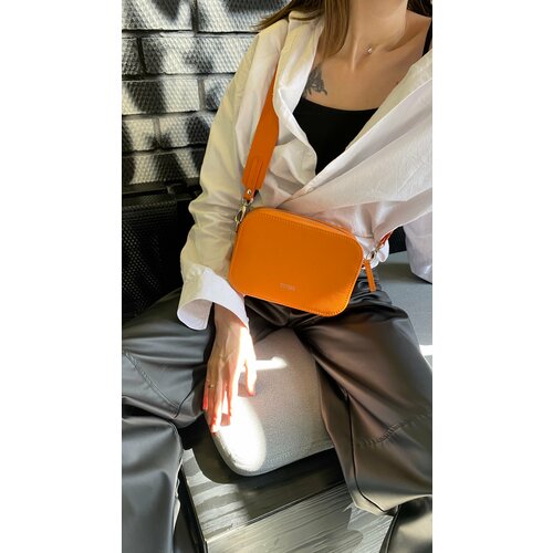 фото Сумка кросс-боди tikitorch повседневная, натуральная кожа, внутренний карман, регулируемый ремень, оранжевый