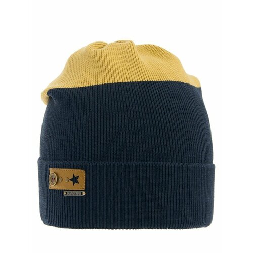 фото Шапка mialt, размер 50-52, горчичный, синий