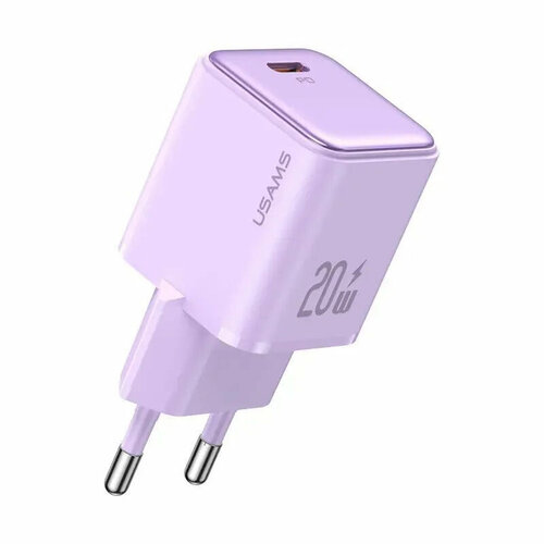 Сетевое зарядное устройство USAMS 20W USB-C с быстрой зарядкой PD цвет: Сиреневый