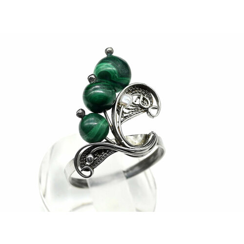 Кольцо Радуга Камня, малахит, размер 20, зеленый