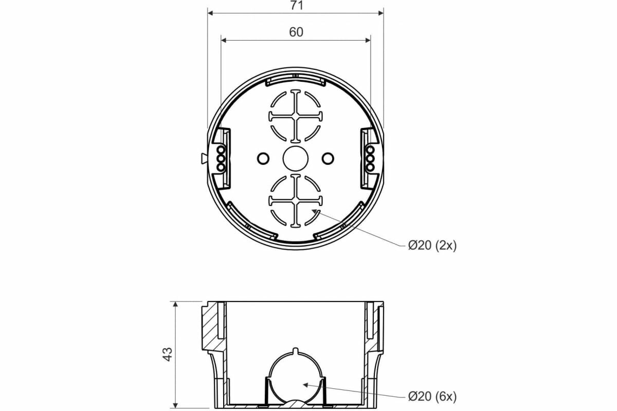 Коробка KOPOS установочная для твердых стен KP 68 (KA) D71х43 мм - фотография № 5