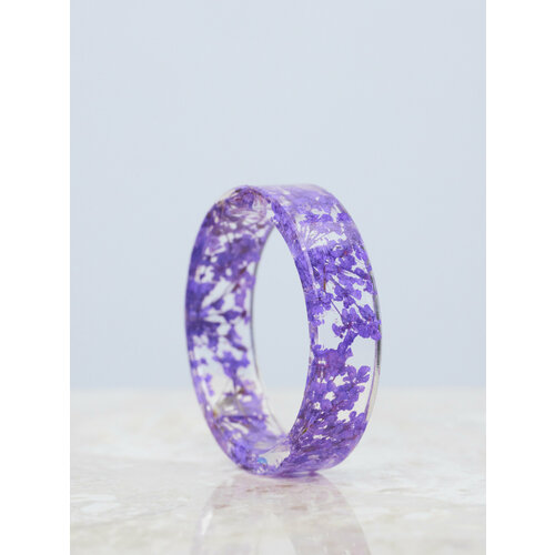 Кольцо, эпоксидная смола, размер 19, фиолетовый