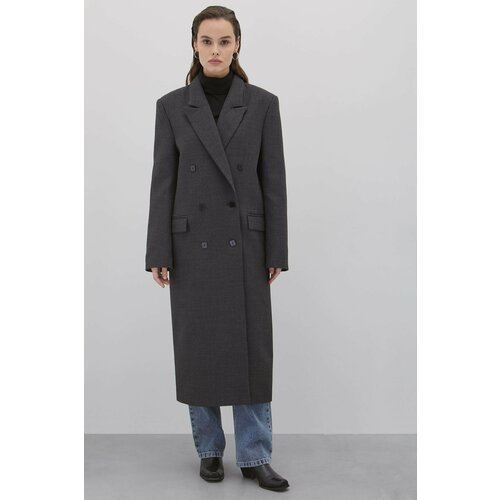 Пальто  I AM Studio демисезонное, шерсть, силуэт прямой, средней длины, размер M, серый
