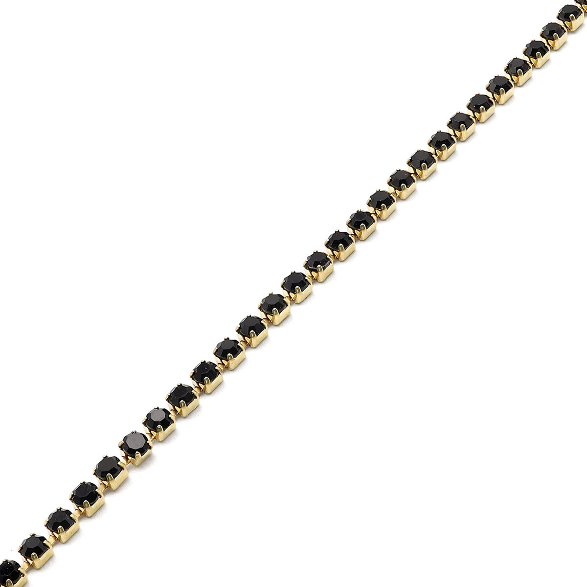 ЦС012ЗЦ2 Стразовые цепочки (золото), цвет черный, размер 2 мм, 30 см/упак