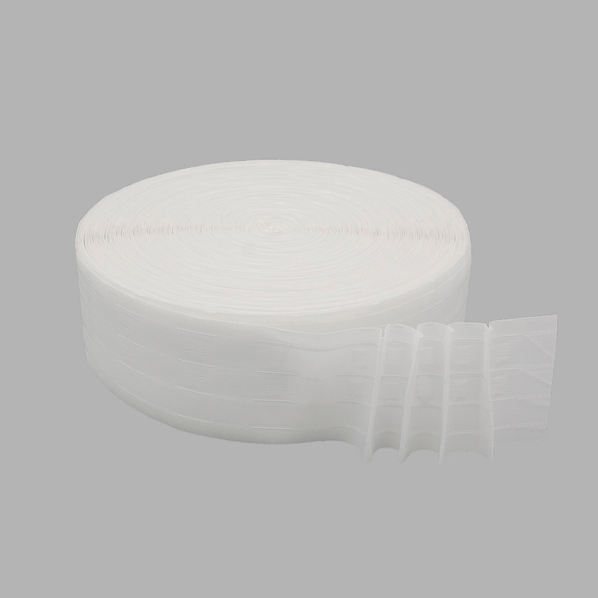 Шторная лента с петлями для крючков 8см*100м 'Параллельная складка' 2 ряда петель 4 шнура белая Протос