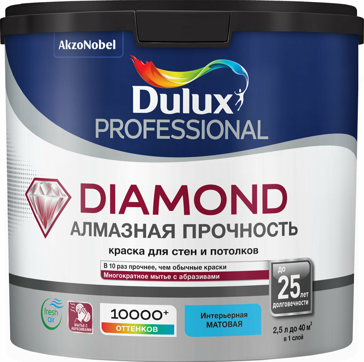 DULUX Краска в/д PROF. DIAMOND BW матовая 4,5 л