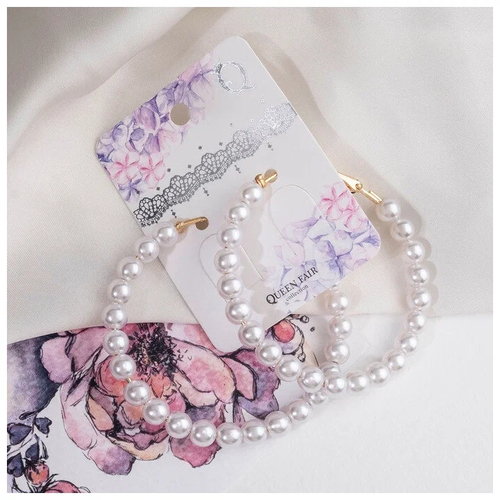 Серьги конго Kyle, жемчуг имитация, размер 55 мм, бежевый, бесцветный