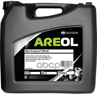 Характеристики модели AREOL Areol Max Protect F 5W30 (20L)_Масло ...