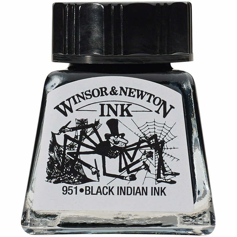Тушь Winsor&Newton для рисования, черный, стекл. флакон 14мл, 317136