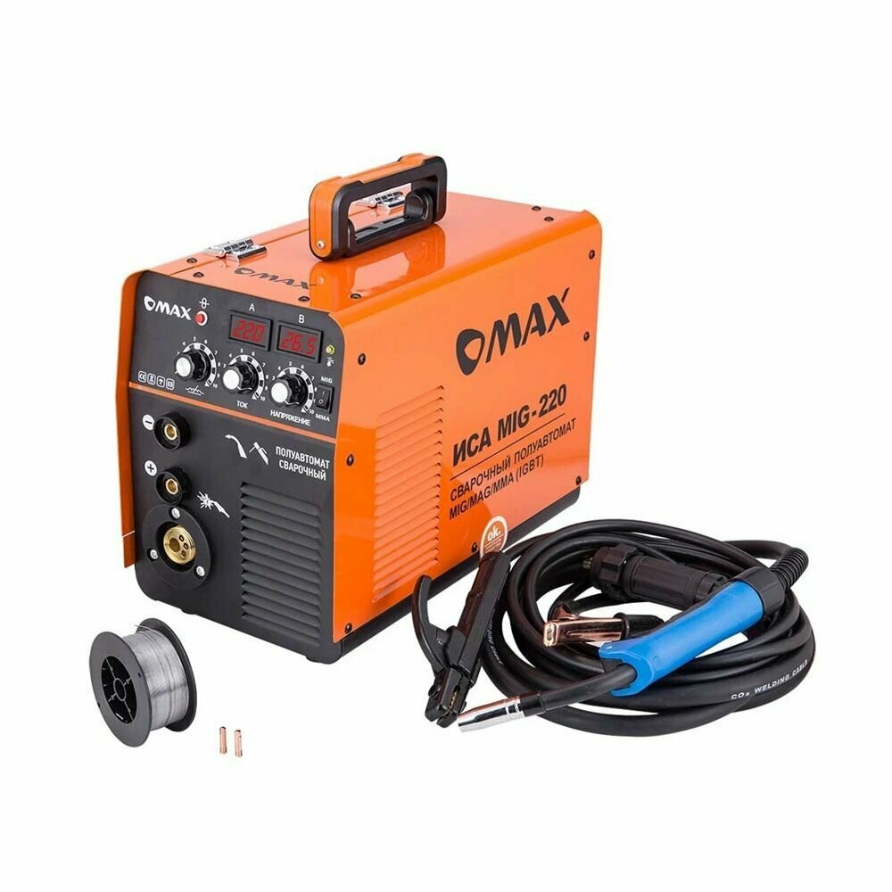 Полуавтомат OMAX MIG-185(MIG/MMA) C Газом/Без газа. 160-260В/1Ф1 - фотография № 3