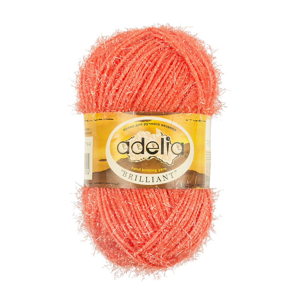 Пряжа ADELIA "BRILLIANT" 100% полиэстер 50 г 90 м №41 коралловый
