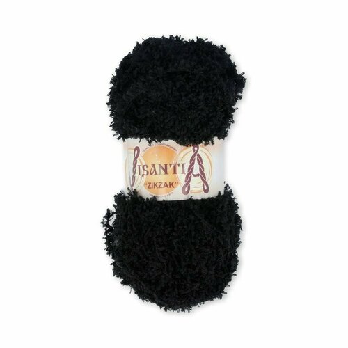 фото Пряжа visantia "zikzak" 100% полиэстер 100 г 100 м №1001 чёрный