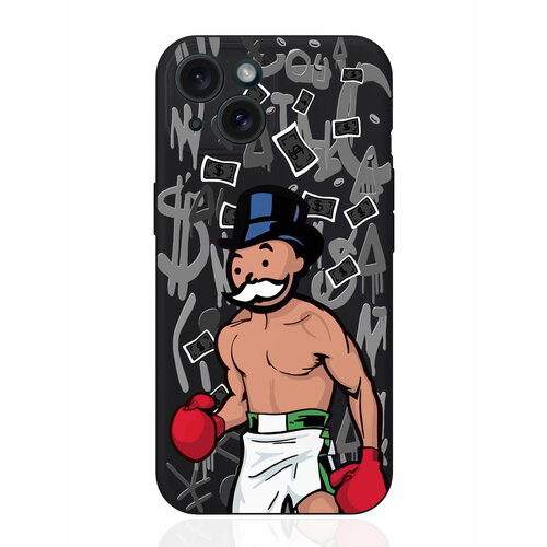 Чехол для смартфона iPhone 15 черный силиконовый Monopoly Boxing/ Монополия Боксер чехол для смартфона realme 11 pro черный силиконовый monopoly boxing монополия боксер