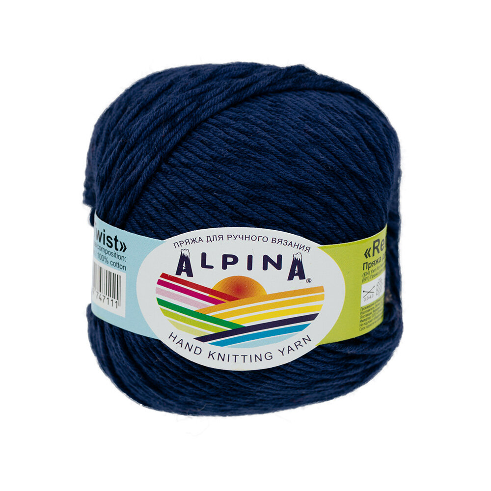 Пряжа ALPINA "RENE TWIST" 100% хлопок 50 г 125 м №05 т. синий