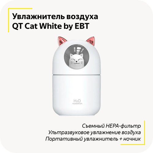 Портативный увлажнитель воздуха QT Cat 2в1 Ночник с LED подсветкой Ультразвуковой увлажнитель White 89000₽