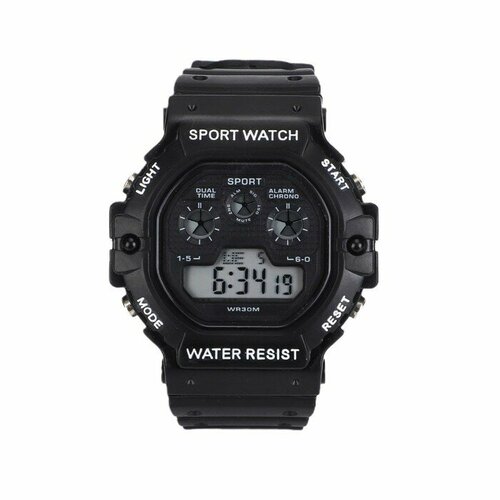 Часы наручные электронные будильник 3 АТМ d-46 см черные 702₽