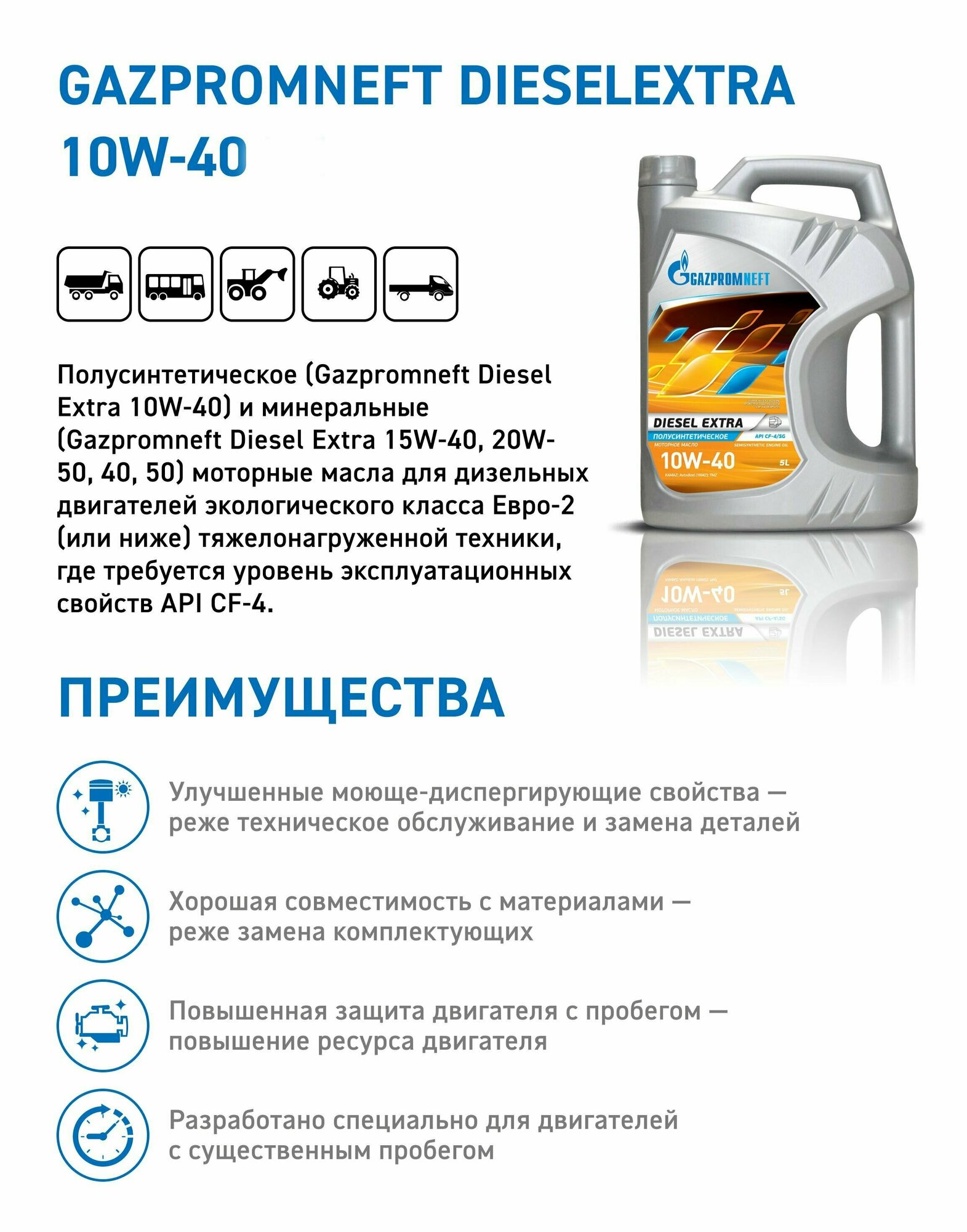 Полусинтетическое моторное масло Газпромнефть Diesel Extra 10W-40