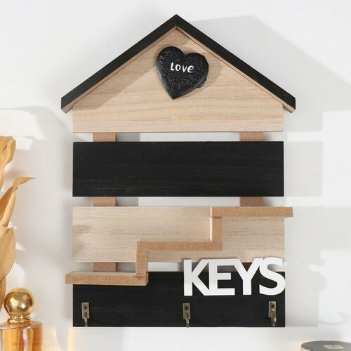 Крючки декоративные дерево с полочкой Любовь Дом 22х3х305 см 2054₽